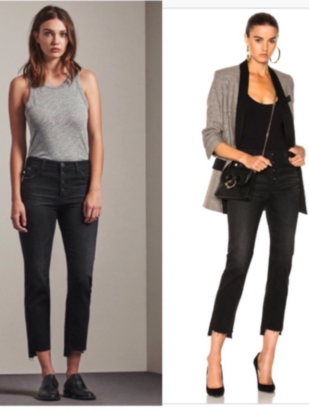 AG The Isabelle High Rise Button-Up Straight Crop Step Hem Raw